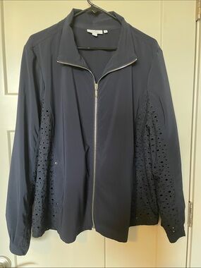 Chico’s Navy Eyelet Jacket